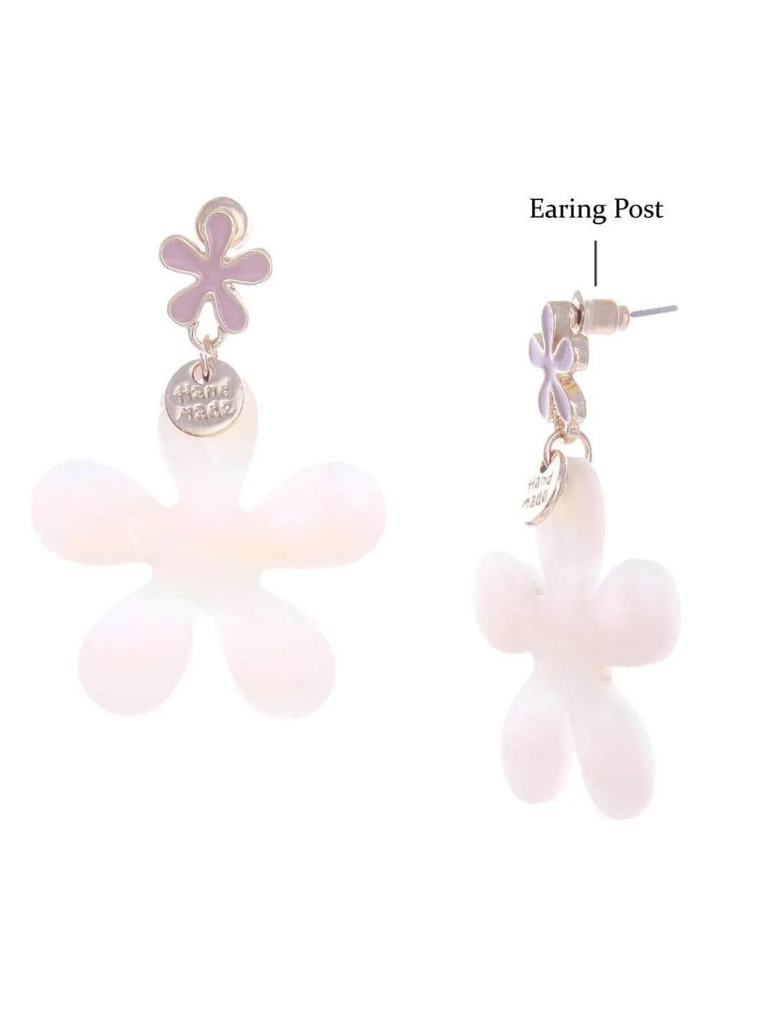 White Flower Earrings Pink