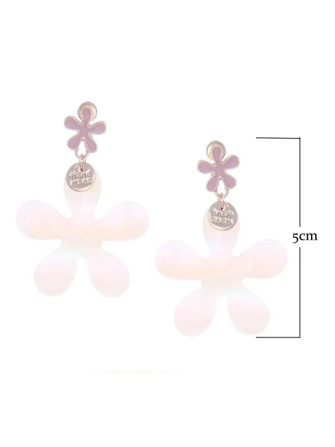White Flower Earrings Pink