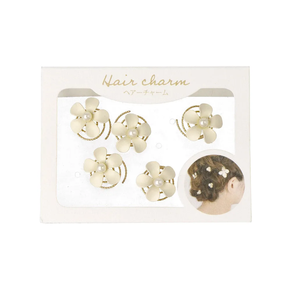 White Flower Twist Hairpin Set