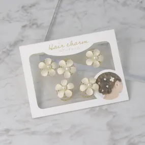 White Flower Twist Hairpin Set