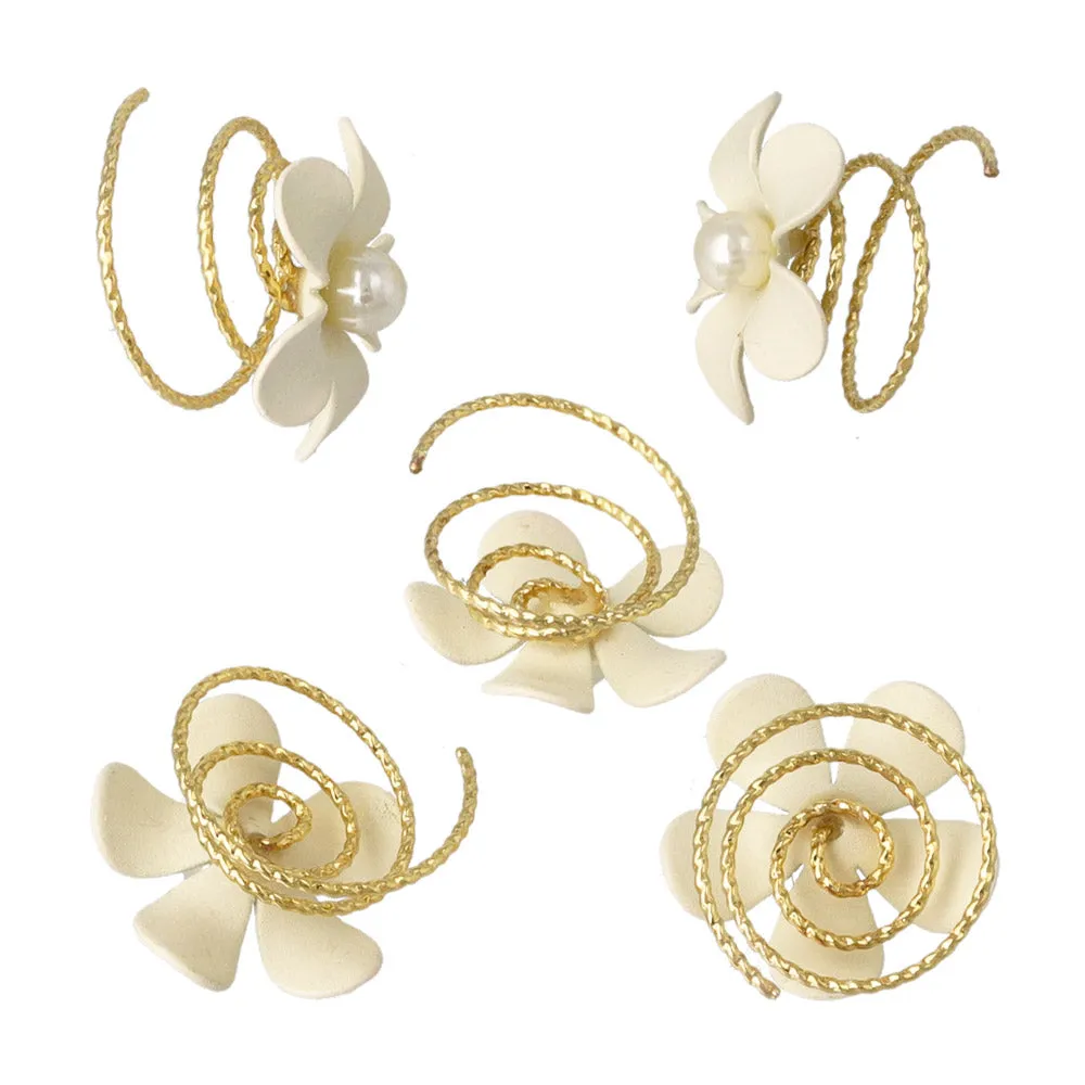 White Flower Twist Hairpin Set