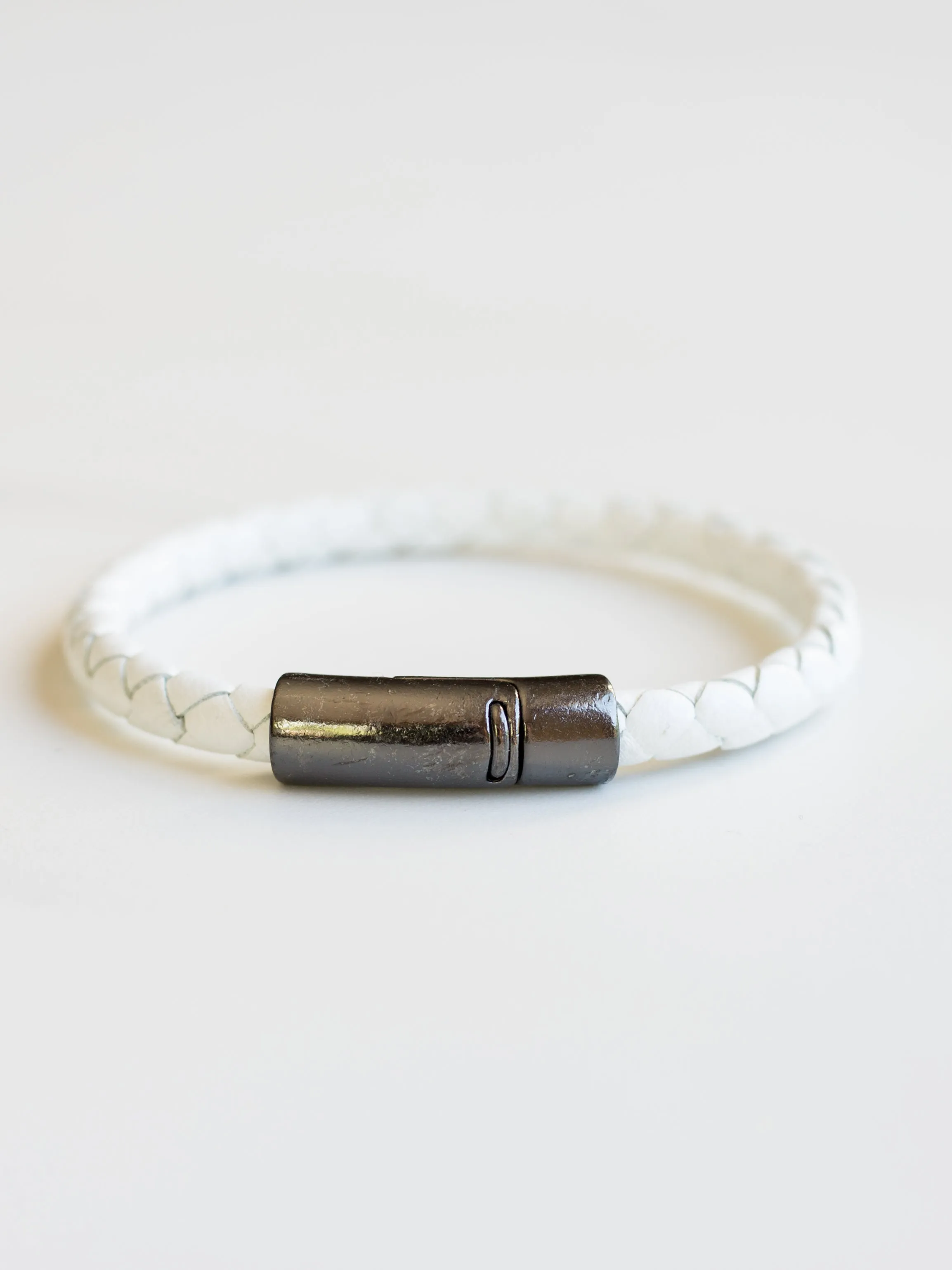 White Italian Leather Bracelet