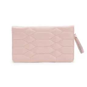 WOLF Small Quilted Leather Jewelry Portfolio in Rose Quartz Leather