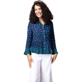 Women's Habitat Flounce Bracelet Sleeve Shirt Blue Tossed Rings