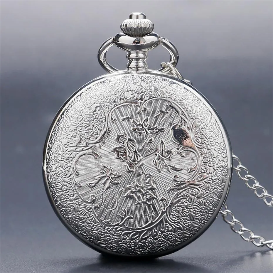 Women's Vintage Quartz Half Hunter Pocket Watch - Aura Silver