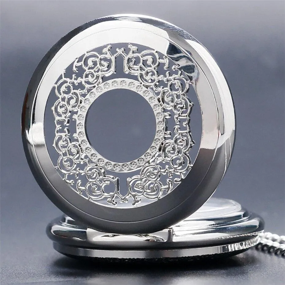Women's Vintage Quartz Half Hunter Pocket Watch - Aura Silver
