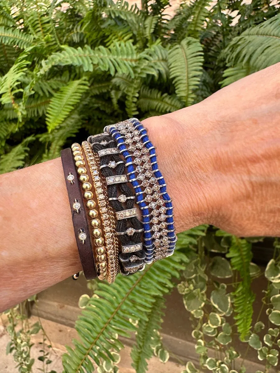 Woven Black Silk   Diamond Bracelet
