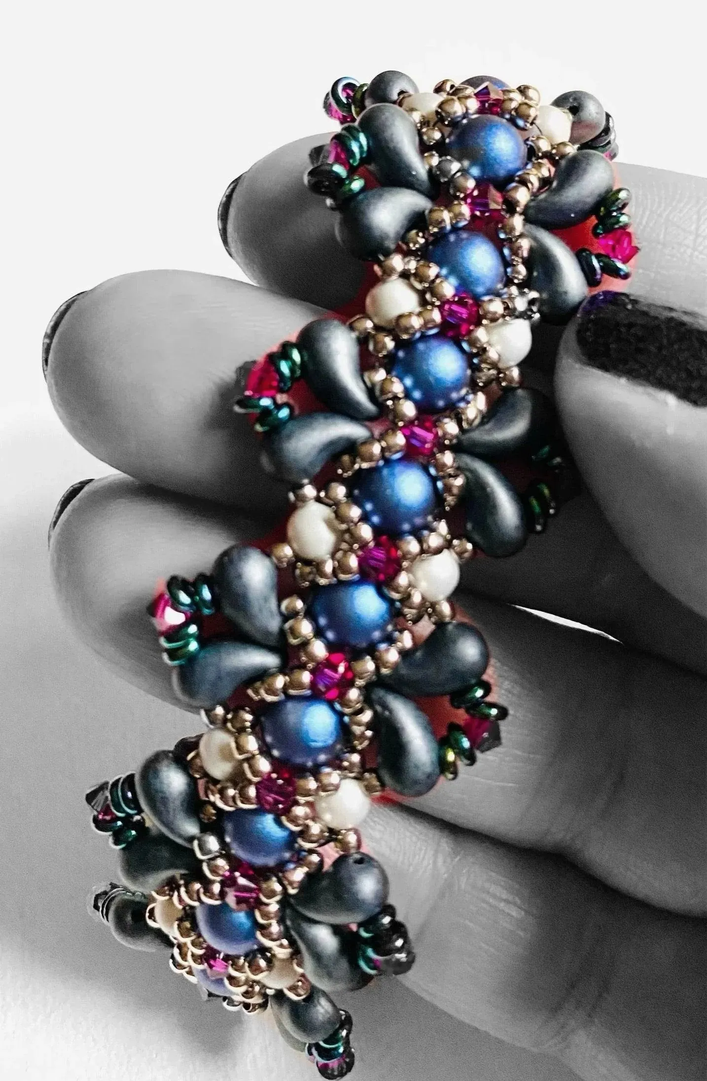 Woven Blue Bracelet/Crystal/Pearl Bracelet, Blue Bracelet-